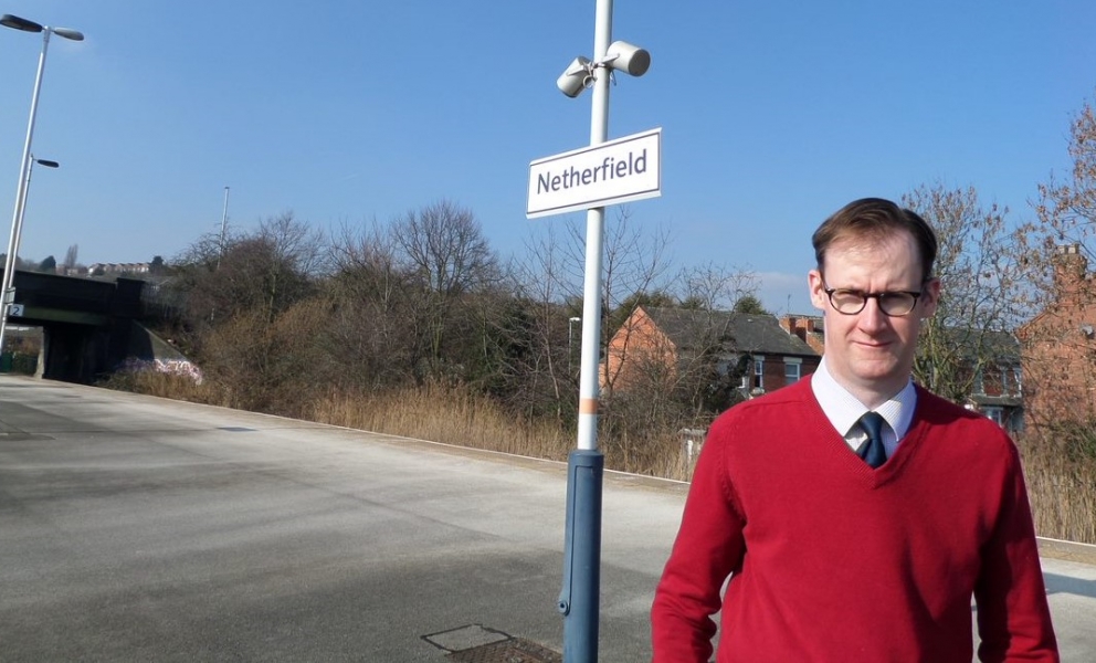 Tom Randall MP at Netherfield train station
