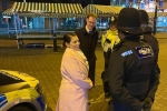 Tom Randall MP and the Home Secretary in Arnold Market chatting with Police Officers from Gedling’s Neighbourhood Policing teams on Friday 28 January 2022